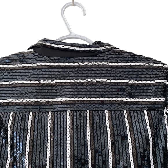 & Other Stories Striped Sequin Lounge Shirt NWTs Black White size 4 - Picture 10 of 13